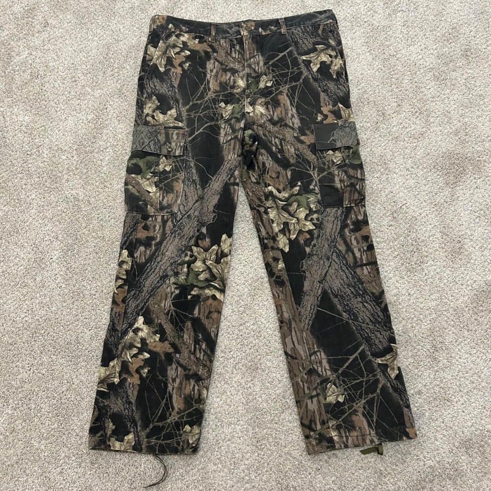 Mossy Oak Camo Cargo Pants XL 40X32 Brown Camouflage Made in USA Break Up 0004